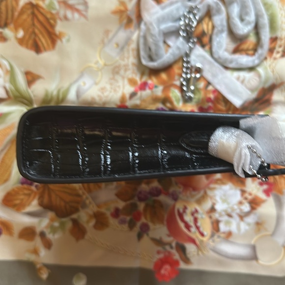 Coach Croc Slim Crossbody Bag in Silver/Black - Picture 3 of 8